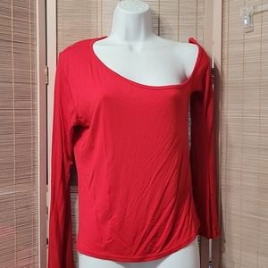 Cold shoulder red blouse